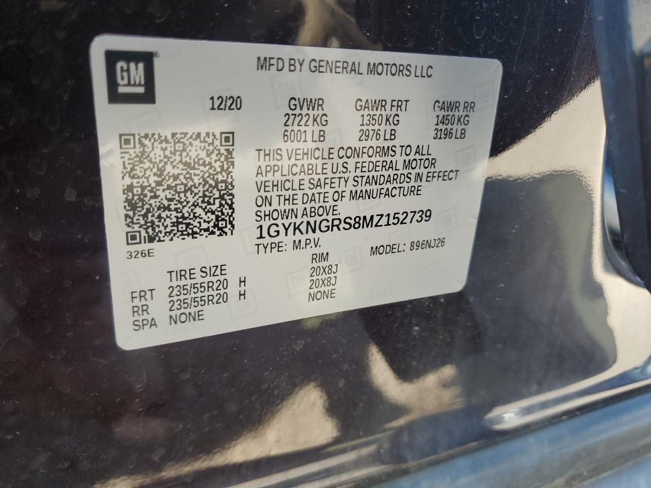2021 Cadillac Xt5 Sport VIN: 1GYKNGRS8MZ152739 Lot: 60675705