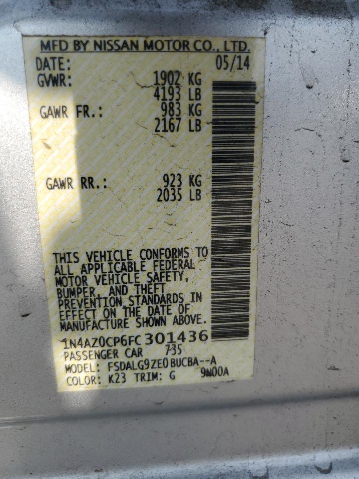 2015 Nissan Leaf S VIN: 1N4AZ0CP6FC301436 Lot: 61911625
