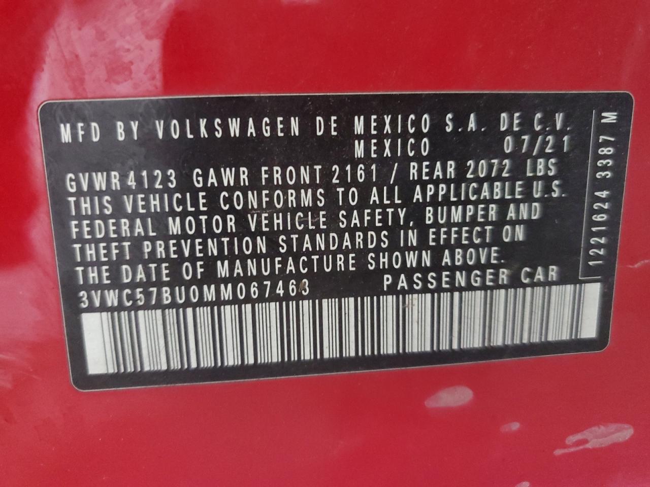 2021 Volkswagen Jetta S VIN: 3VWC57BU0MM067463 Lot: 59468955