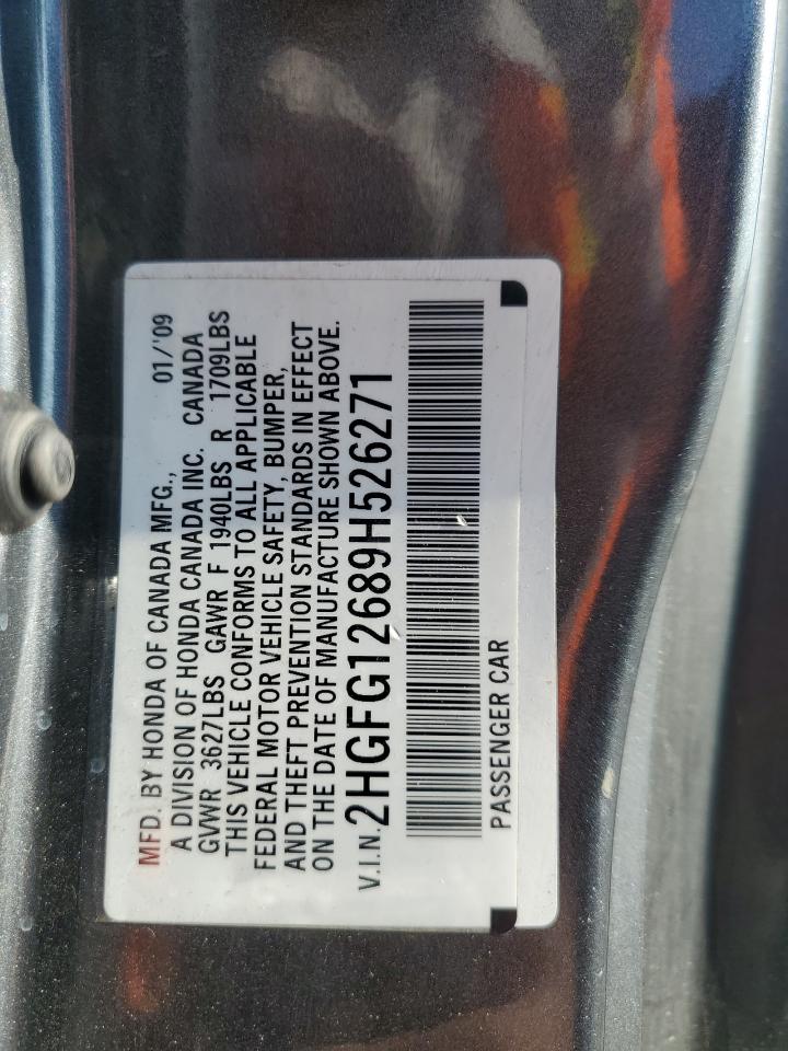 2009 Honda Civic Lx VIN: 2HGFG12689H526271 Lot: 62963675