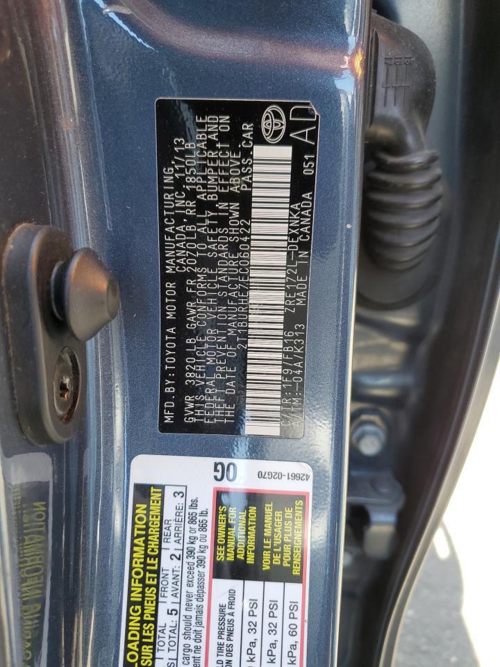 TOYOTA COROLLA 2014 VIN 2T1BURHE7EC060422 фото 12