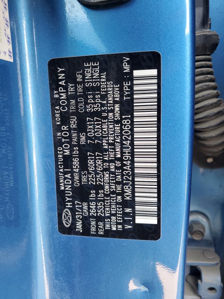 2017 Hyundai Tucson Se VIN: KM8J23A49HU420681 Lot: 59360015