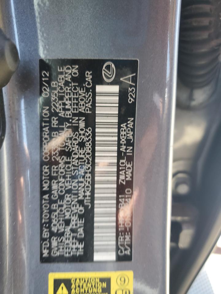 2012 Lexus Ct 200 VIN: JTHKD5BH3C2088336 Lot: 60756635
