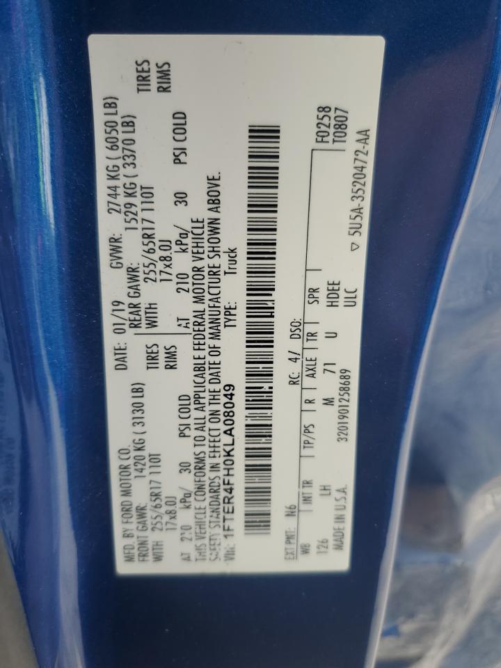 2019 Ford Ranger Xl VIN: 1FTER4FH0KLA08049 Lot: 60398455