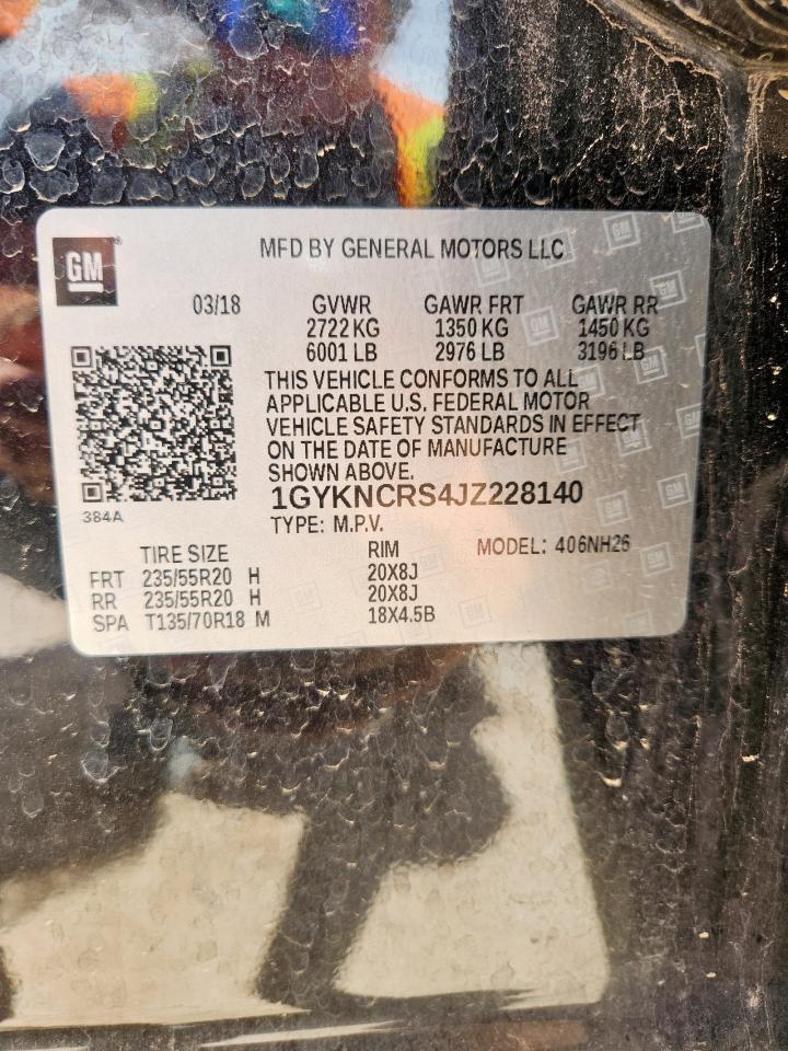 2018 Cadillac Xt5 Luxury VIN: 1GYKNCRS4JZ228140 Lot: 62921955