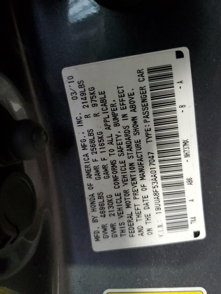 2010 Acura Tl VIN: 19UUA8F53AA017047 Lot: 62407525