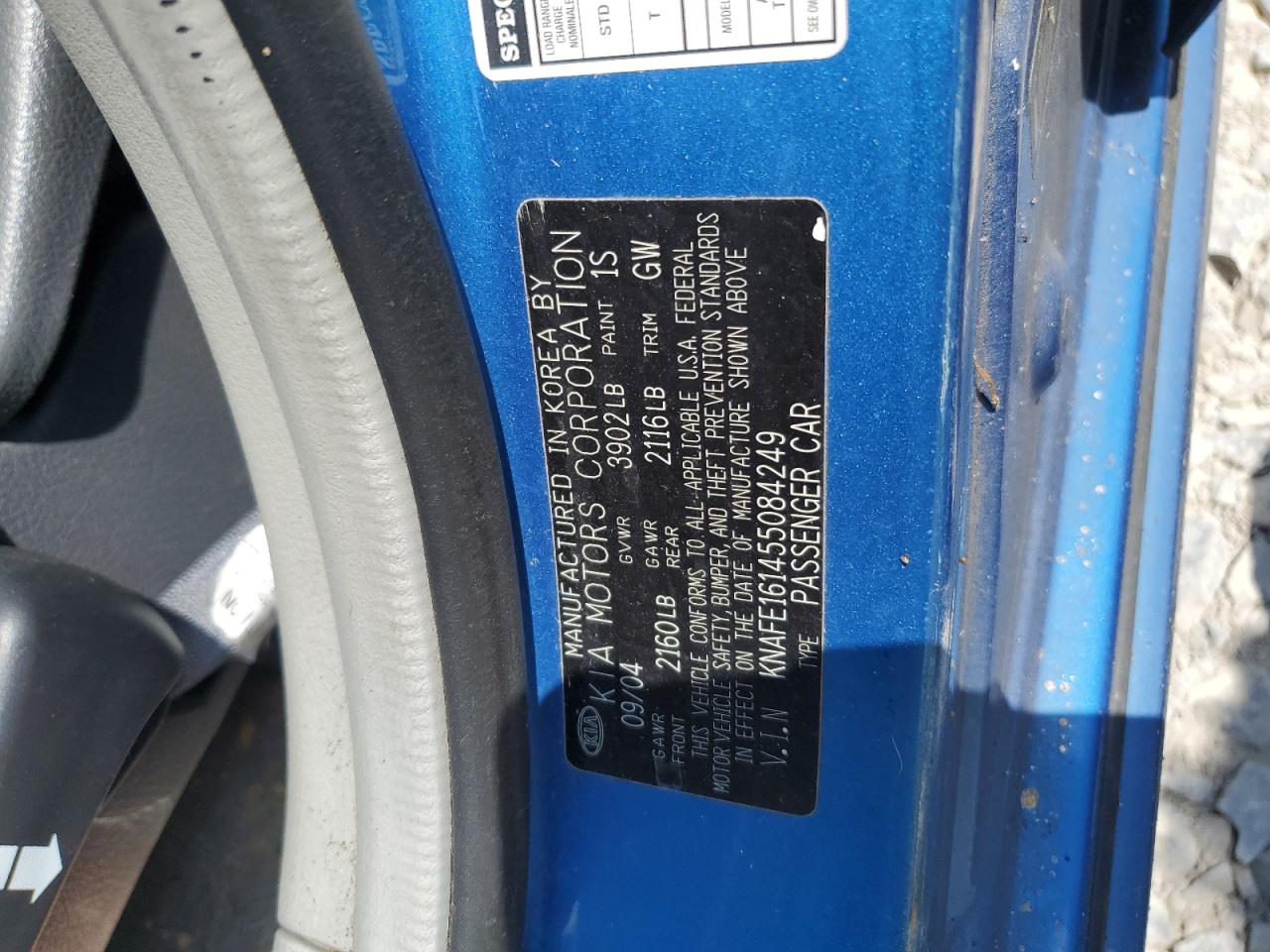2005 Kia Spectra5 VIN: KNAFE161455084249 Lot: 60356825