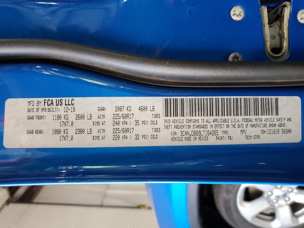 2020 Jeep Compass Latitude VIN: 3C4NJDBB9LT164265 Lot: 61947105