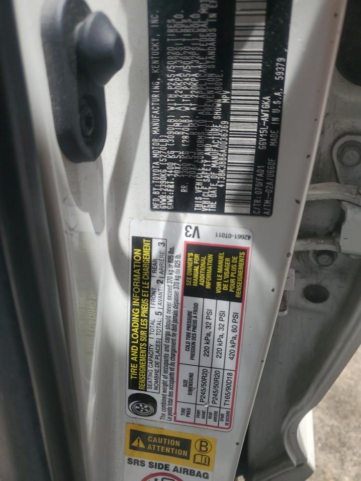 2010 Toyota Venza VIN: 4T3BK3BB6AU036369 Lot: 61437055