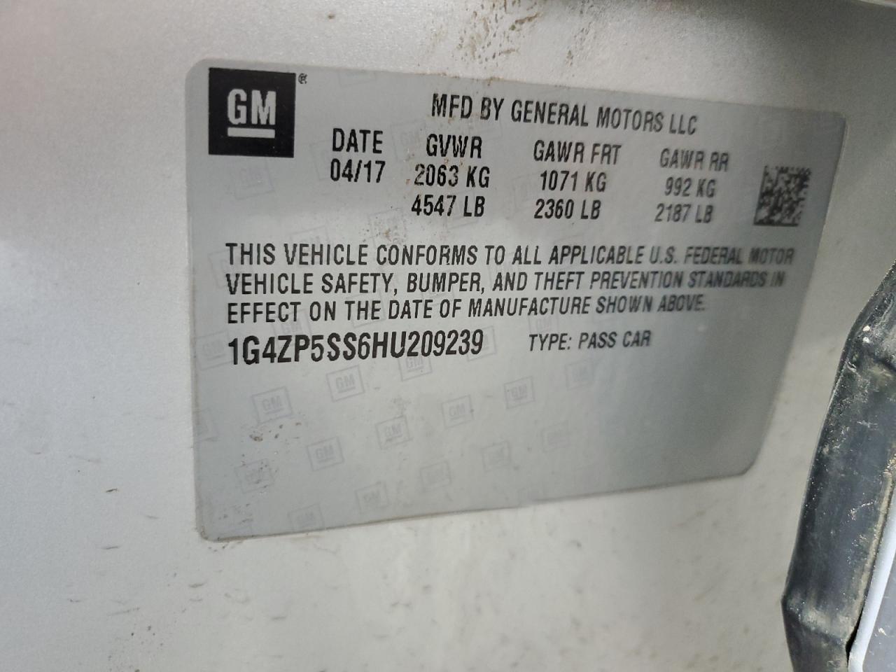 2017 Buick Lacrosse Essence VIN: 1G4ZP5SS6HU209239 Lot: 59805855