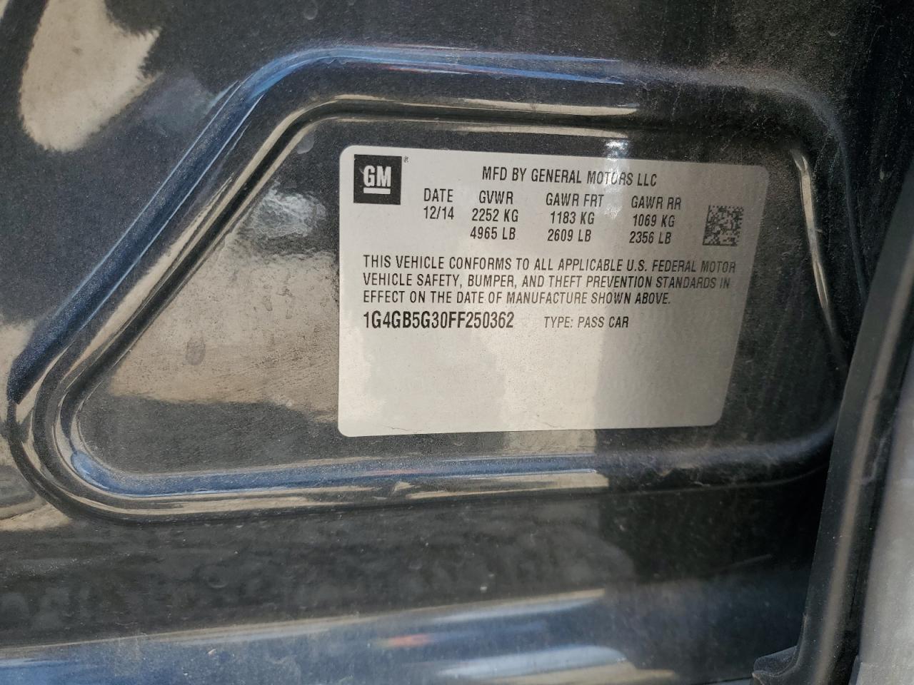 2015 Buick Lacrosse VIN: 1G4GB5G30FF250362 Lot: 62483755