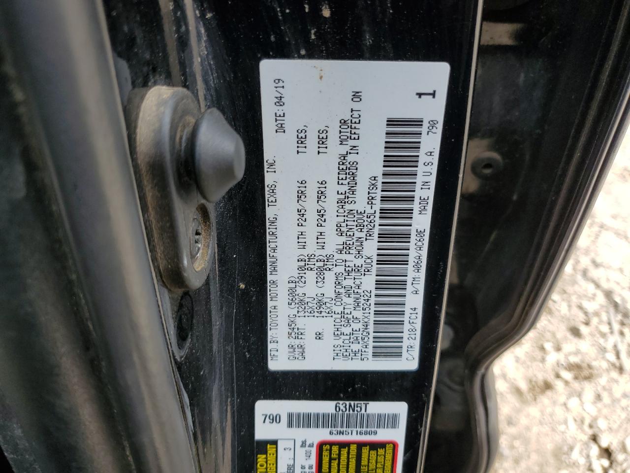 2019 Toyota Tacoma Double Cab VIN: 5TFAX5GN4KX152422 Lot: 61376425