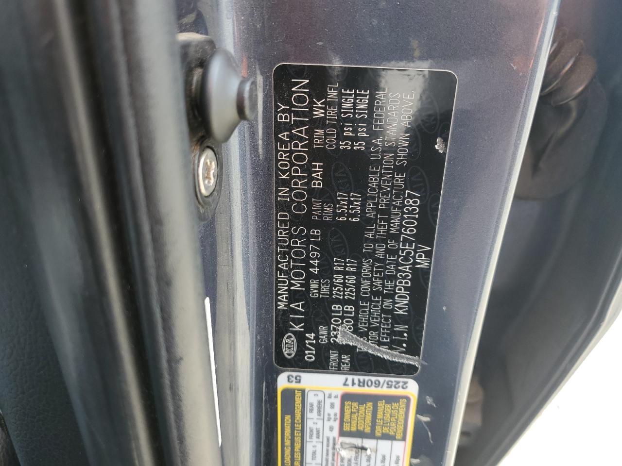 2014 Kia Sportage Base VIN: KNDPB3AC5E7601387 Lot: 61589695