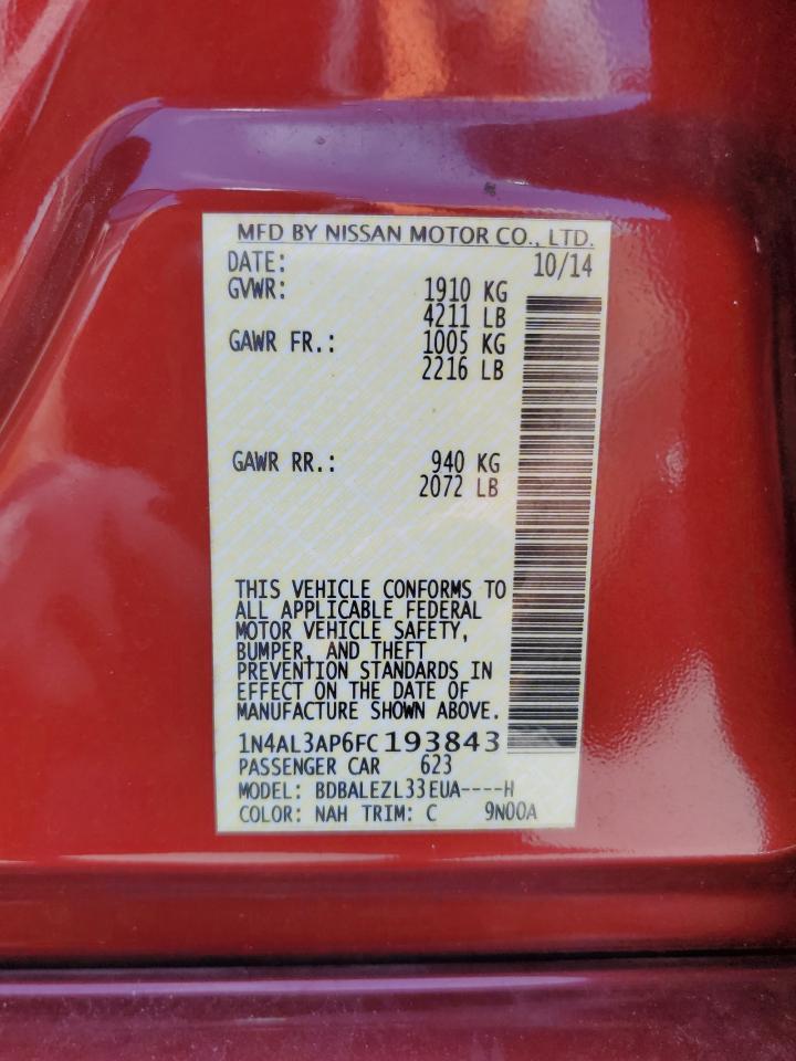 2015 Nissan Altima 2.5 VIN: 1N4AL3AP6FC193843 Lot: 61169735