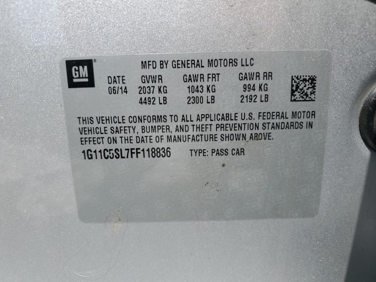 CHEVROLET MALIBU 2015 VIN 1G11C5SL7FF118836 фото 12