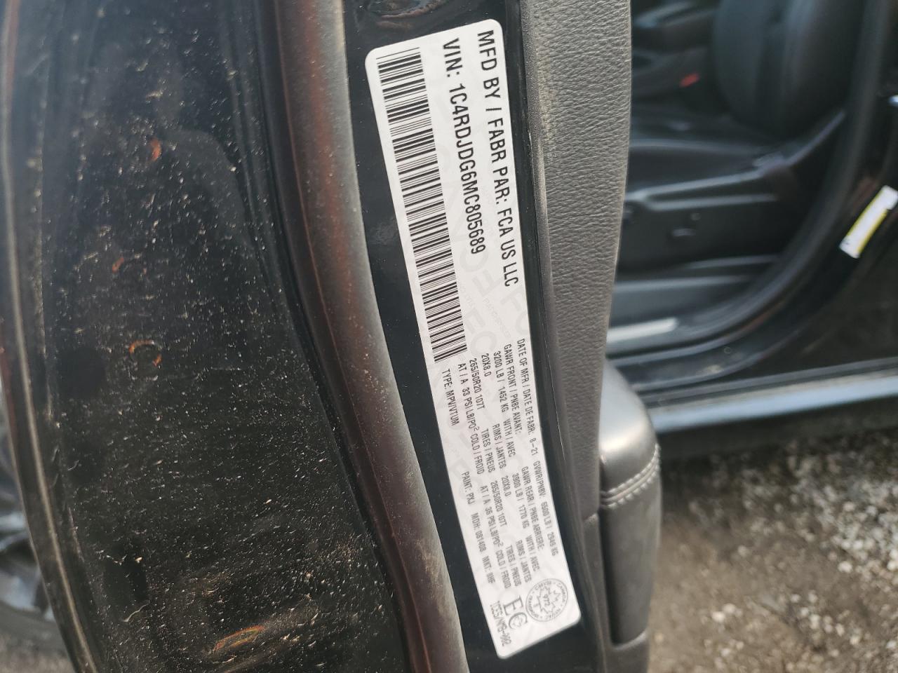 2021 Dodge Durango Gt VIN: 1C4RDJDG6MC805689 Lot: 57324545