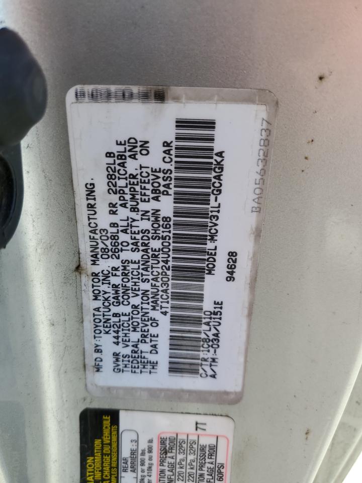 2004 Toyota Camry Solara Se VIN: 4T1CA30P24U005168 Lot: 61961265