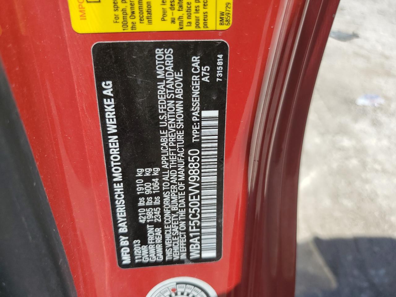 2014 BMW 228 I VIN: WBA1F5C50EVV98850 Lot: 61687235
