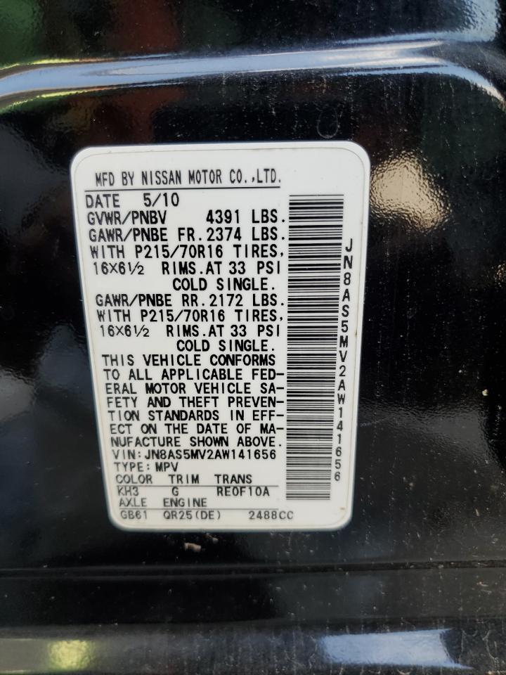 NISSAN ROGUE 2010 VIN JN8AS5MV2AW141656 photo 14