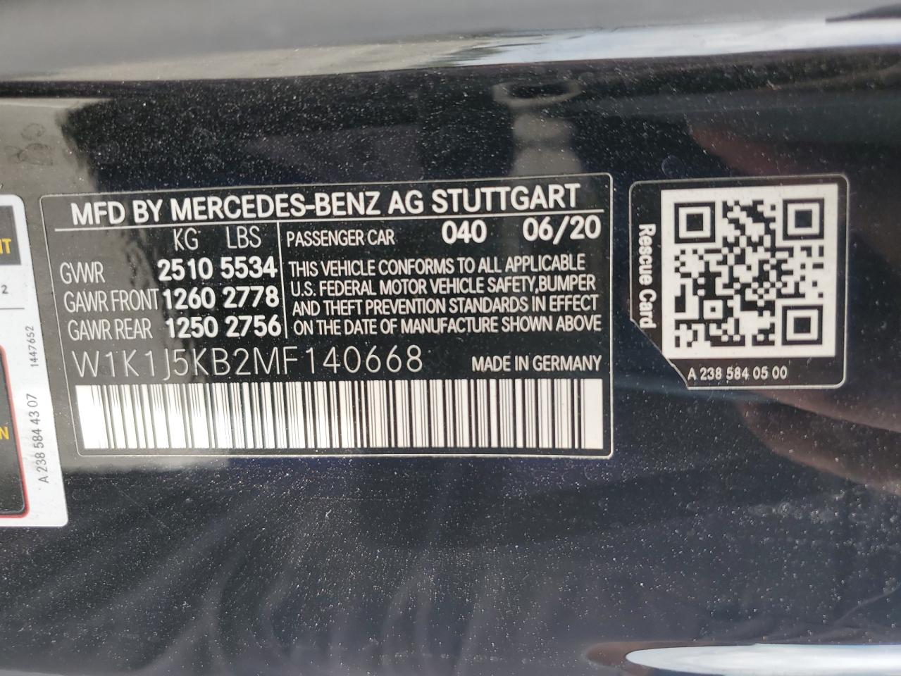 2021 Mercedes-Benz E 450 4Matic VIN: W1K1J5KB2MF140668 Lot: 59515815