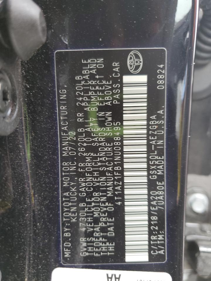 2022 Toyota Avalon Xle VIN: 4T1AZ1FB1NU088495 Lot: 60901515