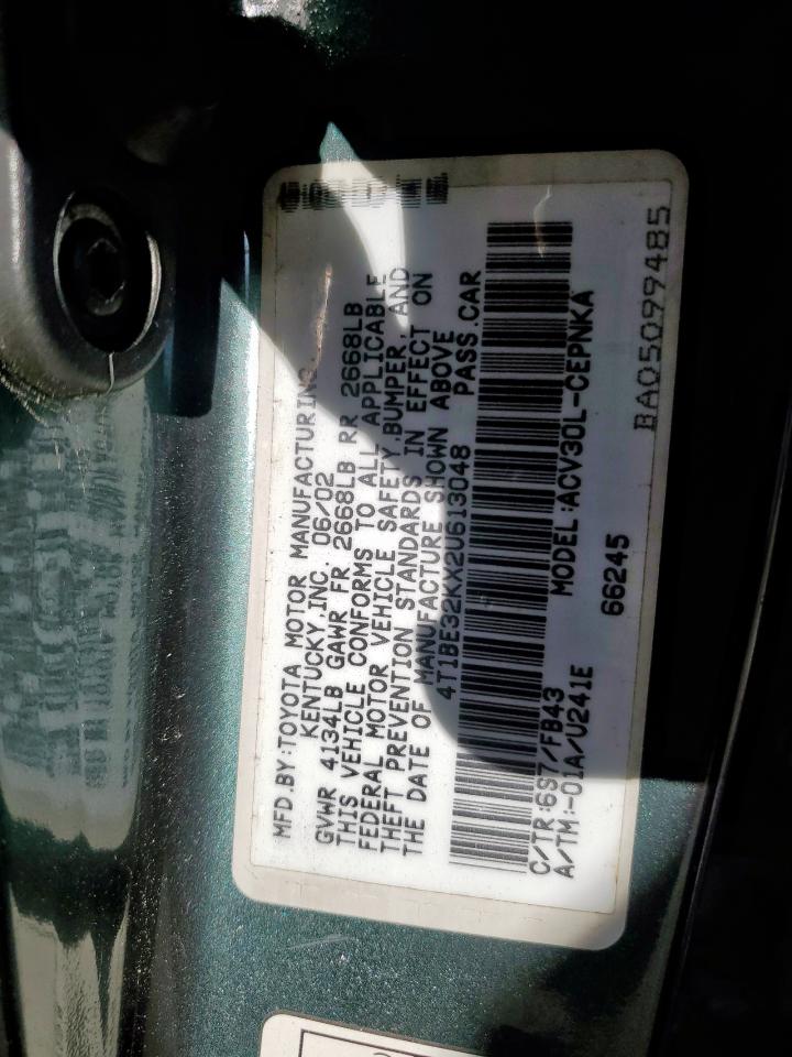 TOYOTA CAMRY 2002 VIN 4T1BE32KX2U613048 photo 12