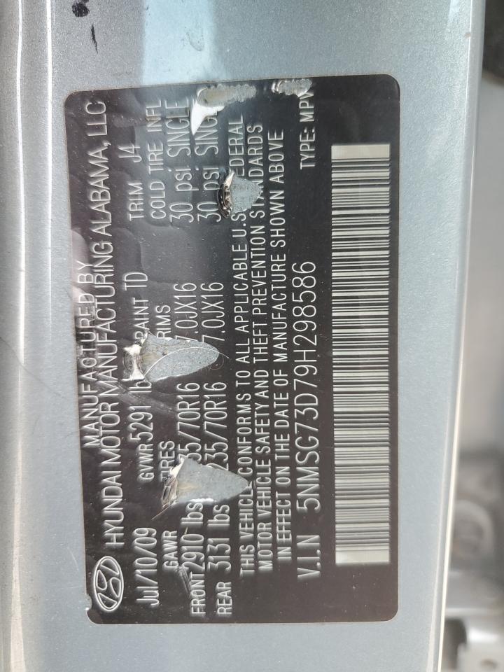HYUNDAI SANTA FE 2009 VIN 5NMSG73D79H298586 фото 12