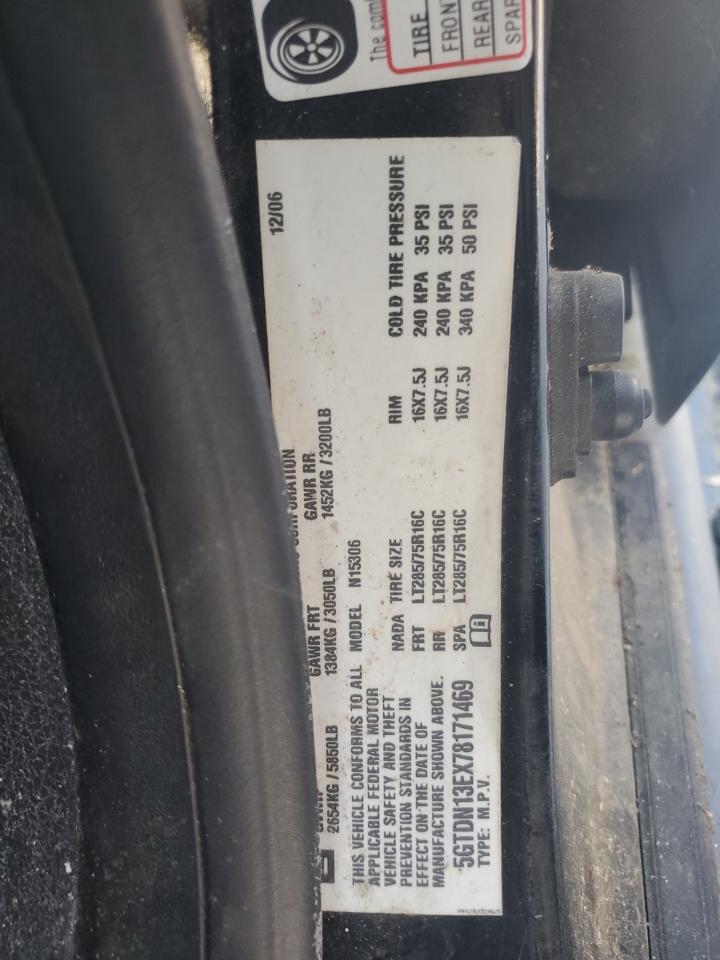 2007 Hummer H3 VIN: 5GTDN13EX78171469 Lot: 62571565