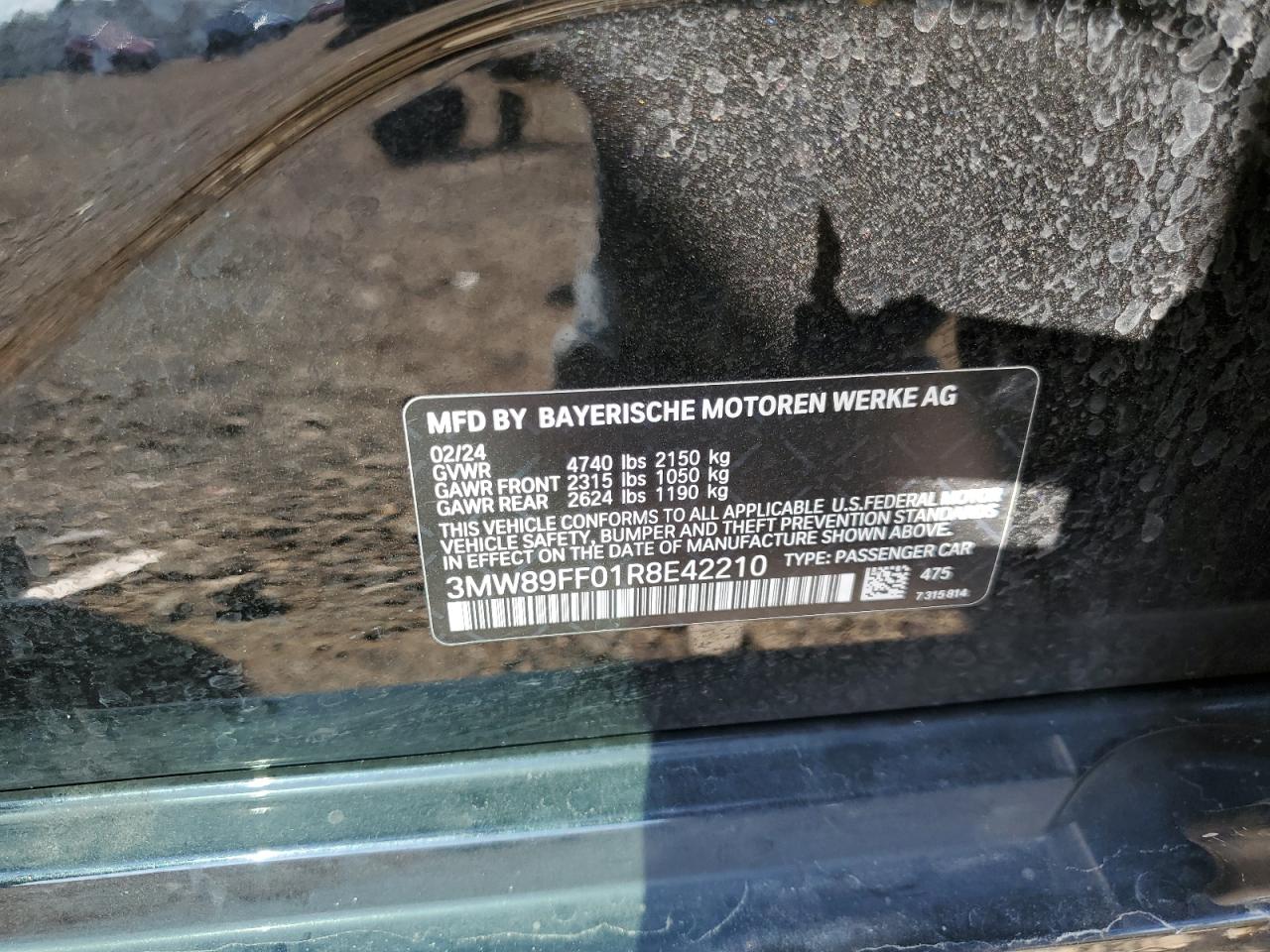 2024 BMW 330Xi VIN: 3MW89FF01R8E42210 Lot: 62475915