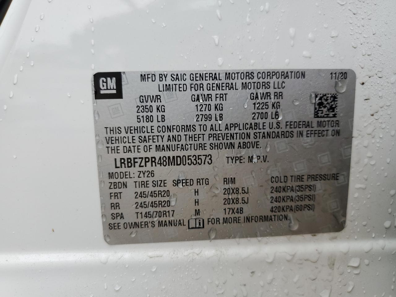 2021 Buick Envision Essence VIN: LRBFZPR48MD053573 Lot: 61389645