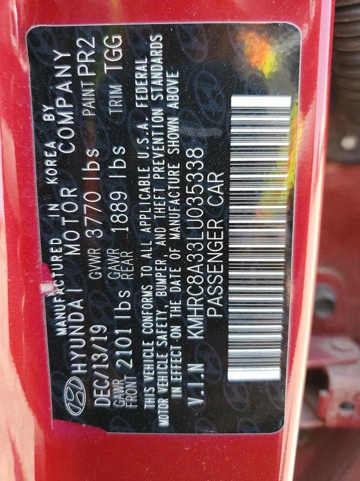 2020 Hyundai Venue Sel VIN: KMHRC8A33LU035338 Lot: 62317455