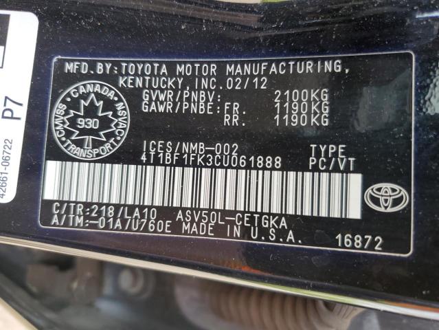 2012 TOYOTA CAMRY BASE  
