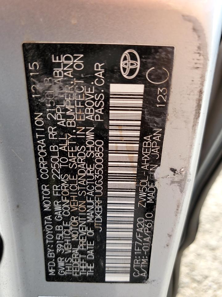 2016 Toyota Prius VIN: JTDKBRFU0G3500850 Lot: 62509345