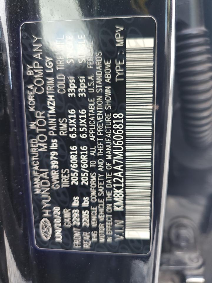 2021 Hyundai Kona Se VIN: KM8K12AA7MU606818 Lot: 62480775