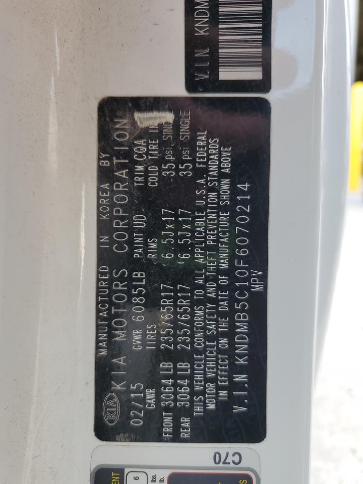 2015 Kia Sedona Lx VIN: KNDMB5C10F6070214 Lot: 60499985
