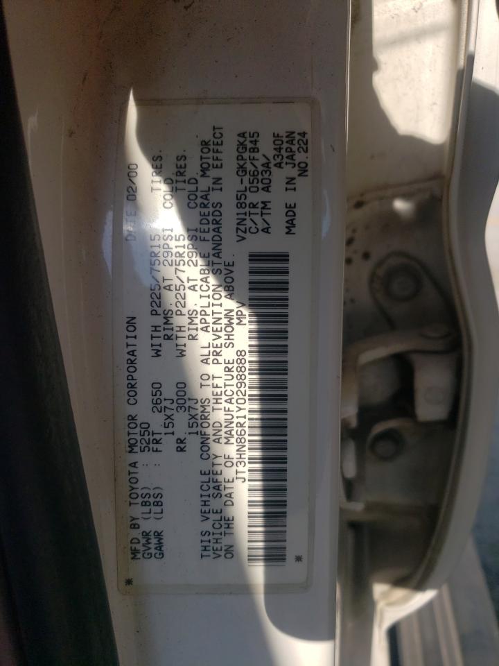 TOYOTA 4RUNNER 2000 VIN JT3HN86R1Y0298888 фото 13
