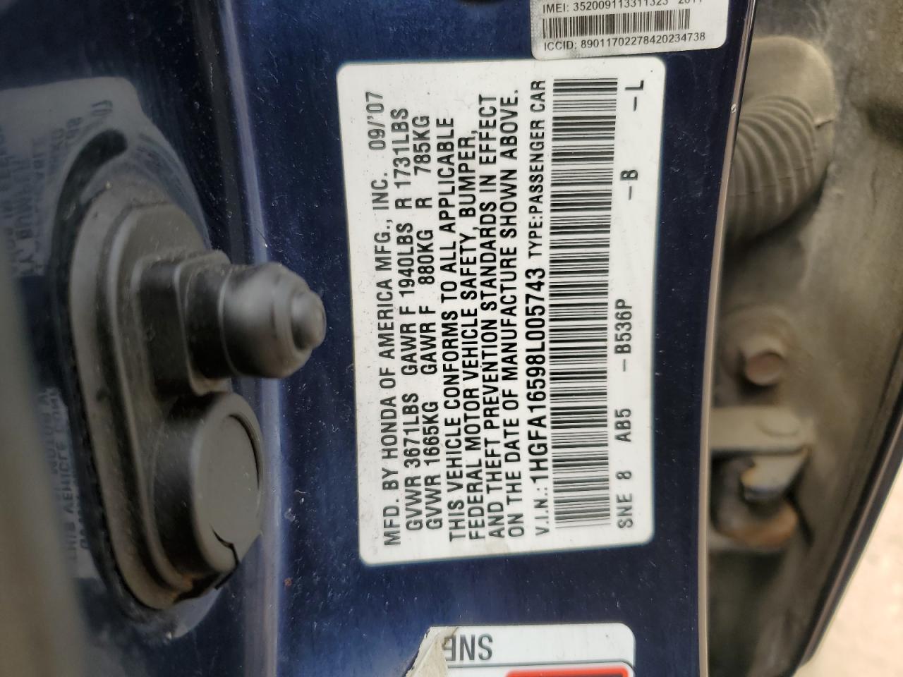 2008 Honda Civic Lx VIN: 1HGFA16598L005743 Lot: 64514915