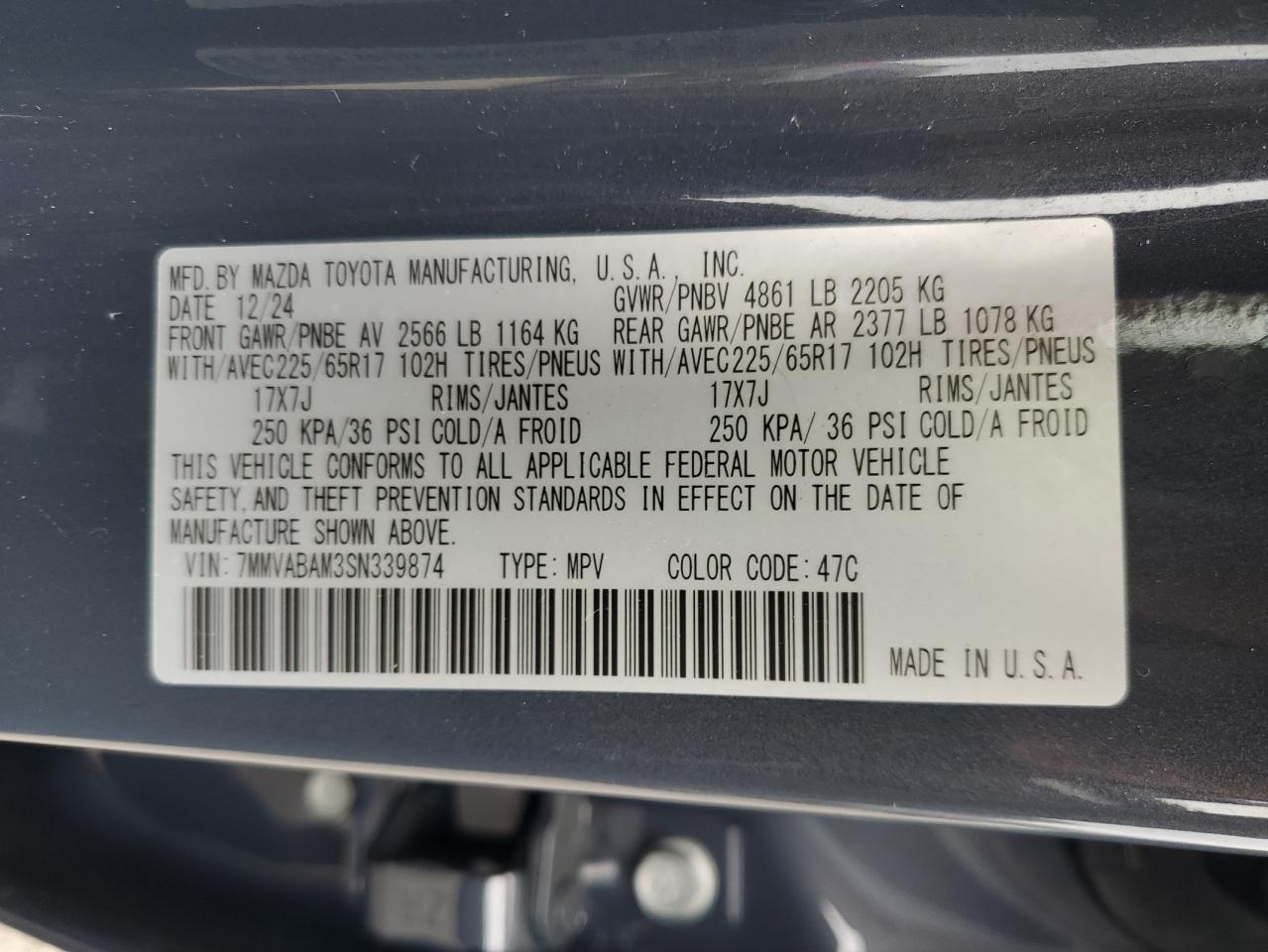 2025 Mazda Cx-50 Select VIN: 7MMVABAM3SN339874 Lot: 61606125