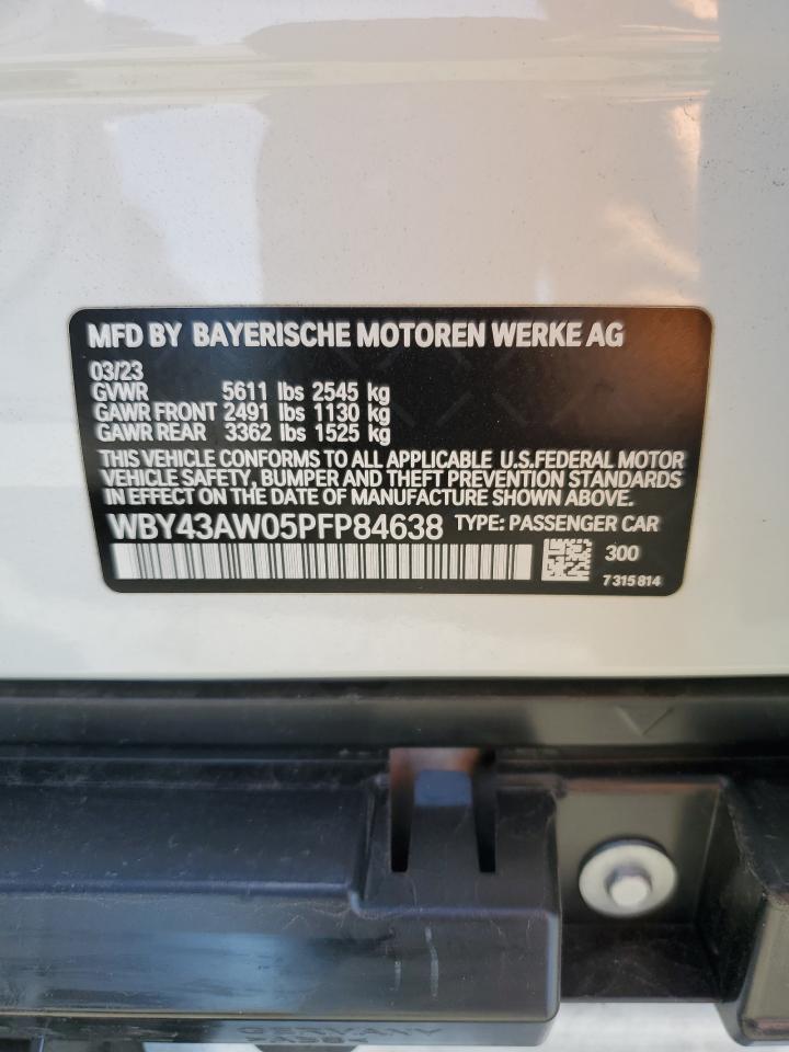 2023 BMW I4 Edrive 35 VIN: WBY43AW05PFP84638 Lot: 60542765