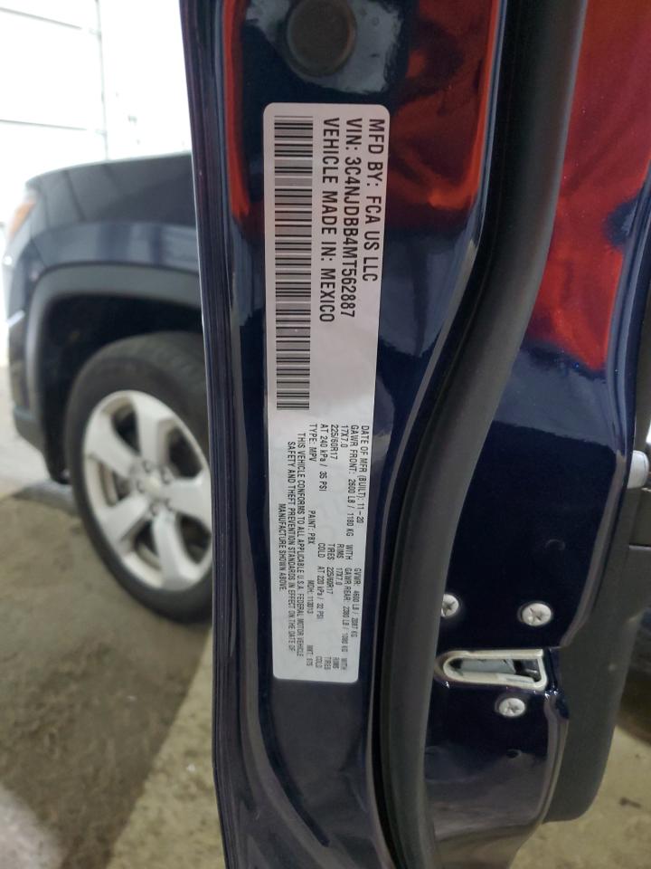 2021 Jeep Compass Latitude VIN: 3C4NJDBB4MT562887 Lot: 62269165