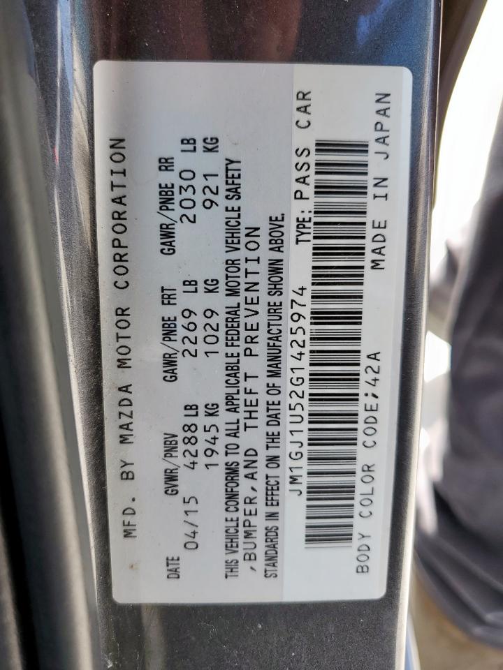 2016 Mazda 6 Sport VIN: JM1GJ1U52G1425974 Lot: 62769445