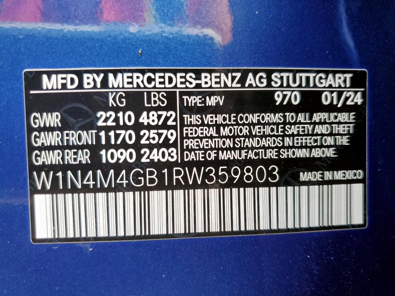 2024 Mercedes-Benz Glb 250 VIN: W1N4M4GB1RW359803 Lot: 63228605