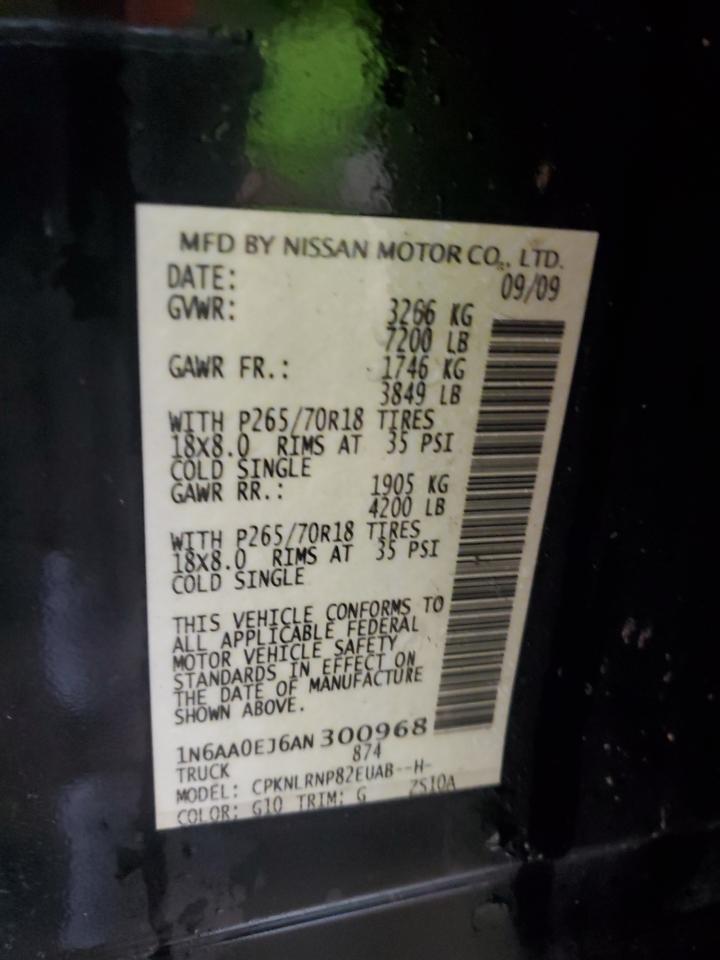 2010 Nissan Titan Xe VIN: 1N6AA0EJ6AN300968 Lot: 61840275