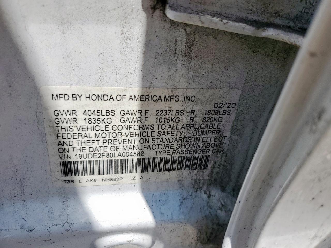 2020 Acura Ilx Premium A-Spec VIN: 19UDE2F80LA004562 Lot: 60263215