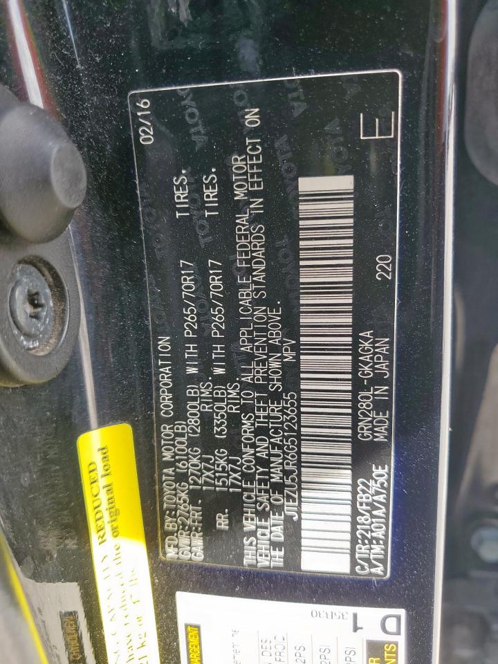 TOYOTA 4RUNNER 2016 VIN JTEZU5JR6G5123655 photo 13