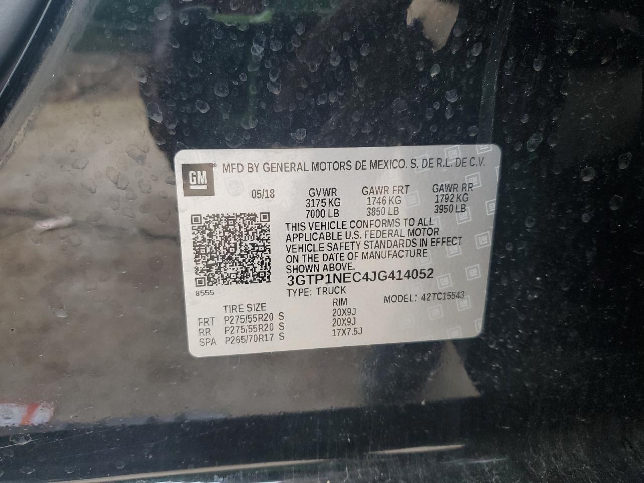 GMC SIERRA 2018 VIN 3GTP1NEC4JG414052 фото 12