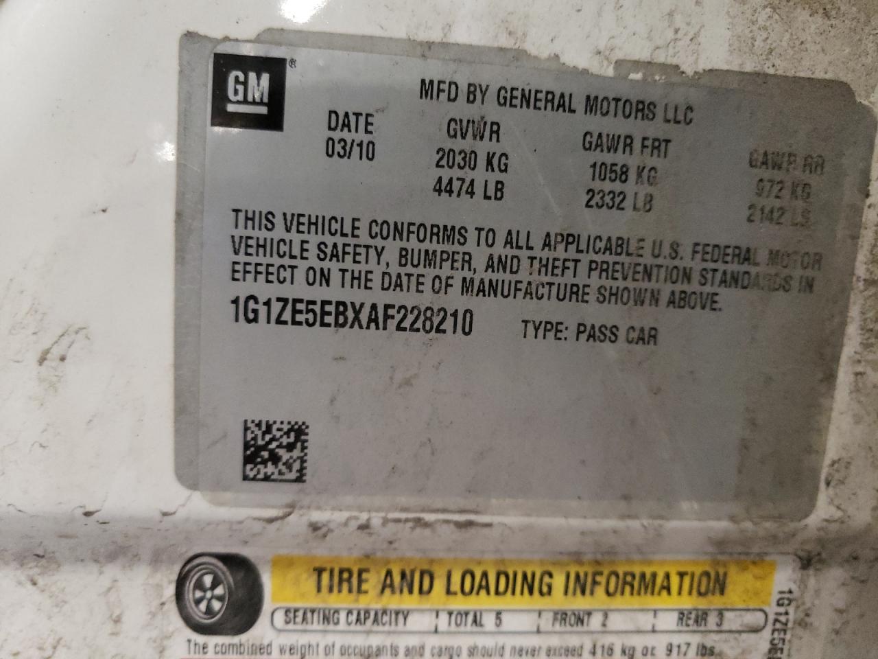 2010 Chevrolet Malibu Ltz VIN: 1G1ZE5EBXAF228210 Lot: 60136345