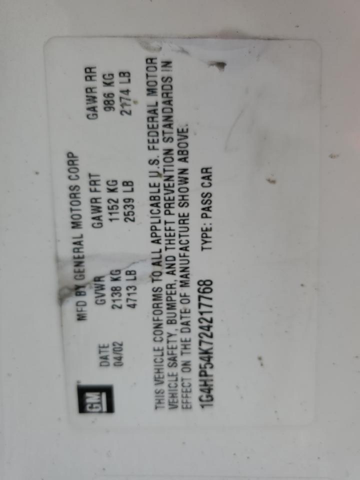 2002 Buick Lesabre Custom VIN: 1G4HP54K724217768 Lot: 60458525