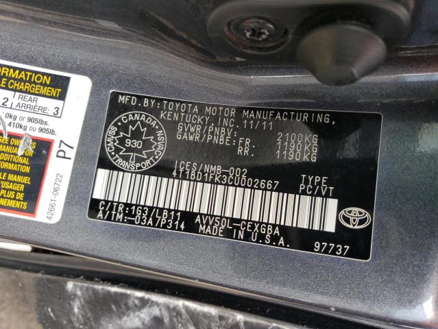2012 TOYOTA CAMRY HYBRID  