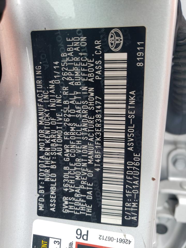 TOYOTA CAMRY 2014 VIN 4T4BF1FK3ER381477 zdjęcie 12